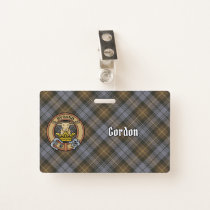 Clan Gordon Crest over Weathered Tartan Badge