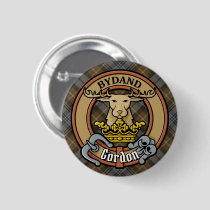 Clan Gordon Crest over Weathered Tartan Button