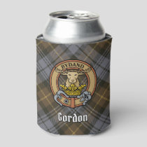 Clan Gordon Crest over Weathered Tartan Can Cooler