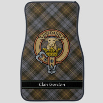Clan Gordon Crest over Weathered Tartan Car Floor Mat