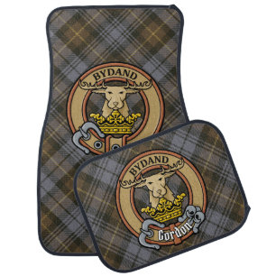 Clan Gordon Crest over Weathered Tartan Car Floor Mat