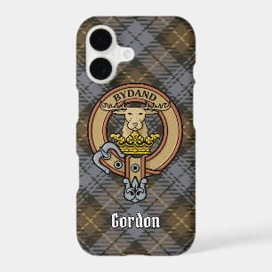 Clan Gordon Crest over Weathered Tartan iPhone 17 Case