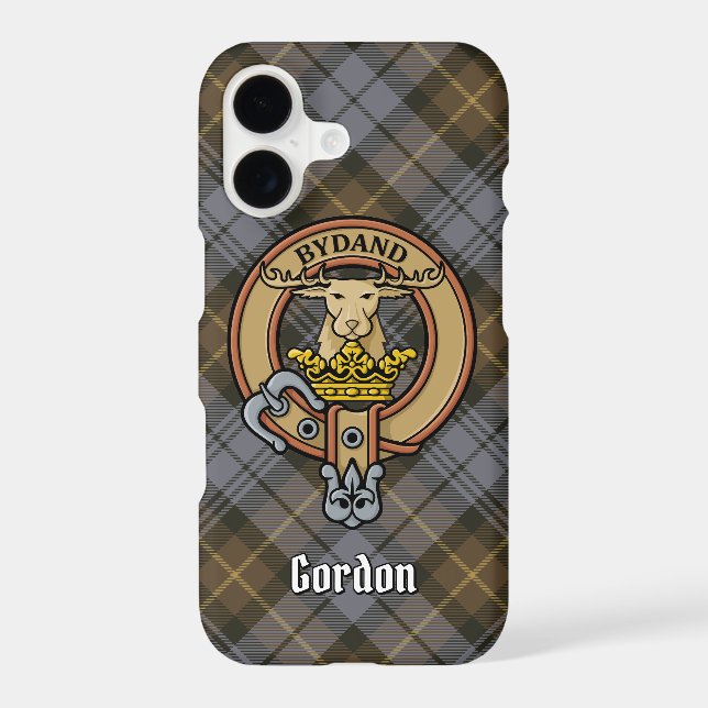Clan Gordon Crest over Weathered Tartan Case-Mate iPhone Case (Back)