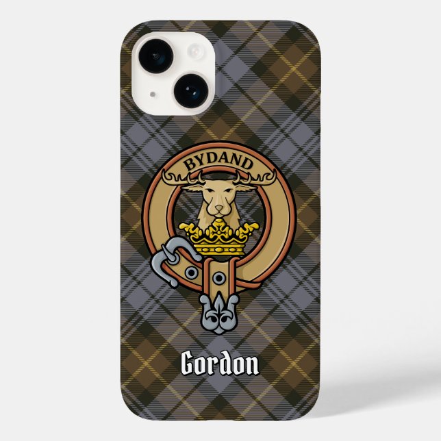 Clan Gordon Crest over Weathered Tartan Case-Mate iPhone Case (Back)