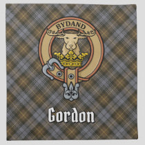 Clan Gordon Crest over Weathered Tartan Cloth Napkin