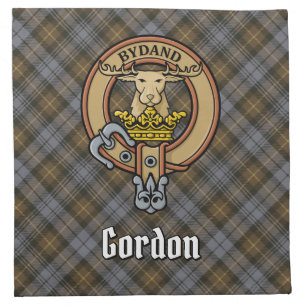Clan Gordon Crest over Weathered Tartan Cloth Napkin