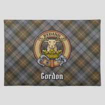 Clan Gordon Crest over Weathered Tartan Cloth Placemat