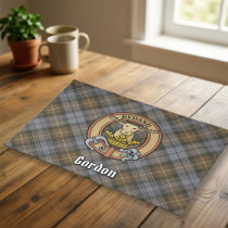 Clan Gordon Crest over Weathered Tartan Cloth Placemat