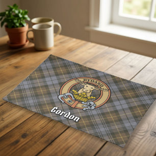 Clan Gordon Crest over Weathered Tartan Cloth Placemat