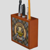 Clan Gordon Crest over Weathered Tartan Desk Organizer