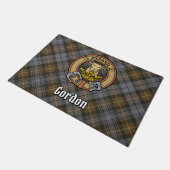 Clan Gordon Crest over Weathered Tartan Doormat (Angled)