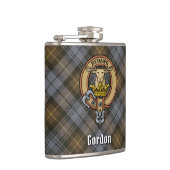Clan Gordon Crest over Weathered Tartan Flask (Right)