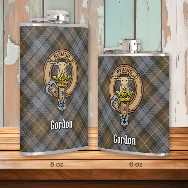 Clan Gordon Crest over Weathered Tartan Flask (Creator Uploaded)