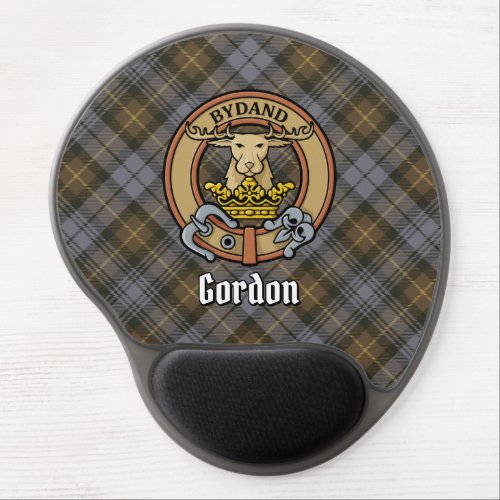 Clan Gordon Crest over Weathered Tartan Gel Mouse Pad