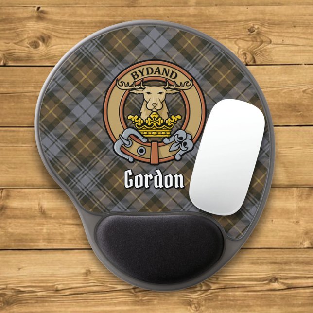 Clan Gordon Crest over Weathered Tartan Gel Mouse Pad (Creator Uploaded)