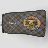 Clan Gordon Crest over Weathered Tartan Golf Head Cover (Front)