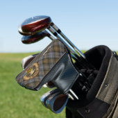 Clan Gordon Crest over Weathered Tartan Golf Head Cover (In Situ)