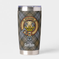 Clan Gordon Crest over Weathered Tartan Insulated Tumbler