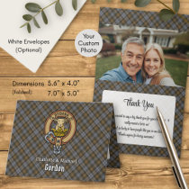 Clan Gordon Crest over Weathered Tartan Invitation