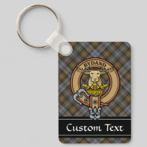 Clan Gordon Crest over Weathered Tartan Keychain