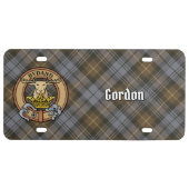 Clan Gordon Crest over Weathered Tartan License Plate (Front)