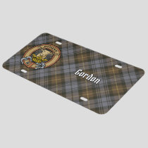 Clan Gordon Crest over Weathered Tartan License Plate