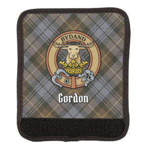 Clan Gordon Crest over Weathered Tartan Luggage Handle Wrap