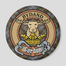 Clan Gordon Crest over Weathered Tartan Magnet