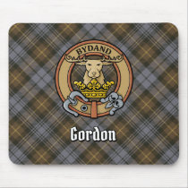 Clan Gordon Crest over Weathered Tartan Mouse Pad
