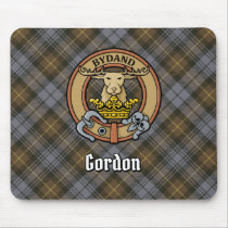 Clan Gordon Crest over Weathered Tartan Mouse Pad