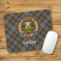 Clan Gordon Crest over Weathered Tartan Mouse Pad