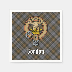 Clan Gordon Crest over Weathered Tartan Napkins