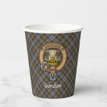 Clan Gordon Crest over Weathered Tartan Paper Cups