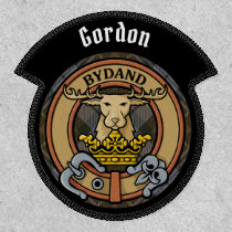 Clan Gordon Crest over Weathered Tartan Patch