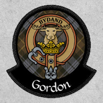 Clan Gordon Crest over Weathered Tartan Patch