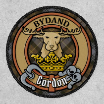 Clan Gordon Crest over Weathered Tartan Patch