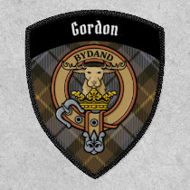 Clan Gordon Crest over Weathered Tartan Patch