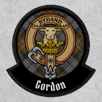 Clan Gordon Crest over Weathered Tartan Patch