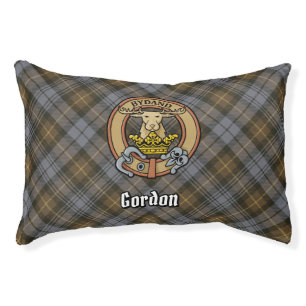 Clan Gordon Crest over Weathered Tartan Pet Bed