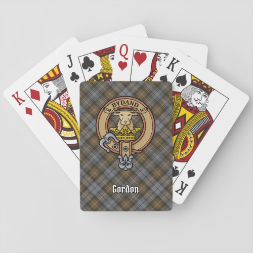 Clan Gordon Crest over Weathered Tartan Playing Cards