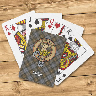 Clan Gordon Crest over Weathered Tartan Poker Cards