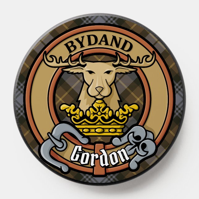 Clan Gordon Crest over Weathered Tartan PopSocket (Popsocket)