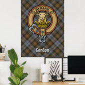 Clan Gordon Crest over Weathered Tartan Poster (Home Office)