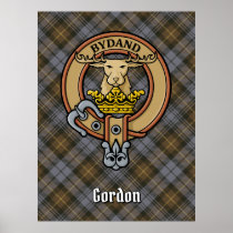 Clan Gordon Crest over Weathered Tartan Poster