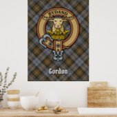 Clan Gordon Crest over Weathered Tartan Poster (Kitchen)