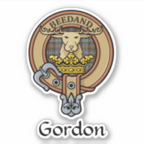 Clan Gordon Crest over Weathered Tartan Sticker
