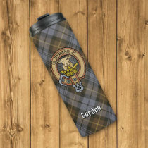 Clan Gordon Crest over Weathered Tartan Thermal Tumbler