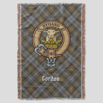 Clan Gordon Crest over Weathered Tartan Throw Blanket
