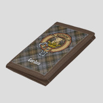 Clan Gordon Crest over Weathered Tartan Trifold Wallet