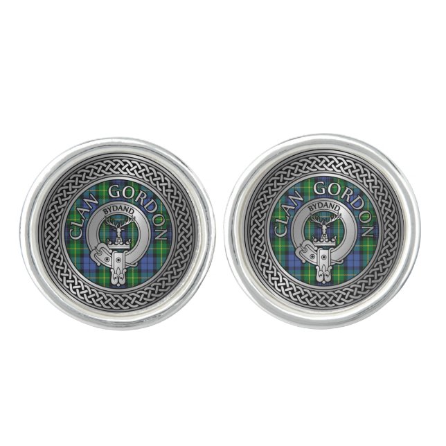 Clan Gordon Crest & Tartan Knot Cufflinks (Front)